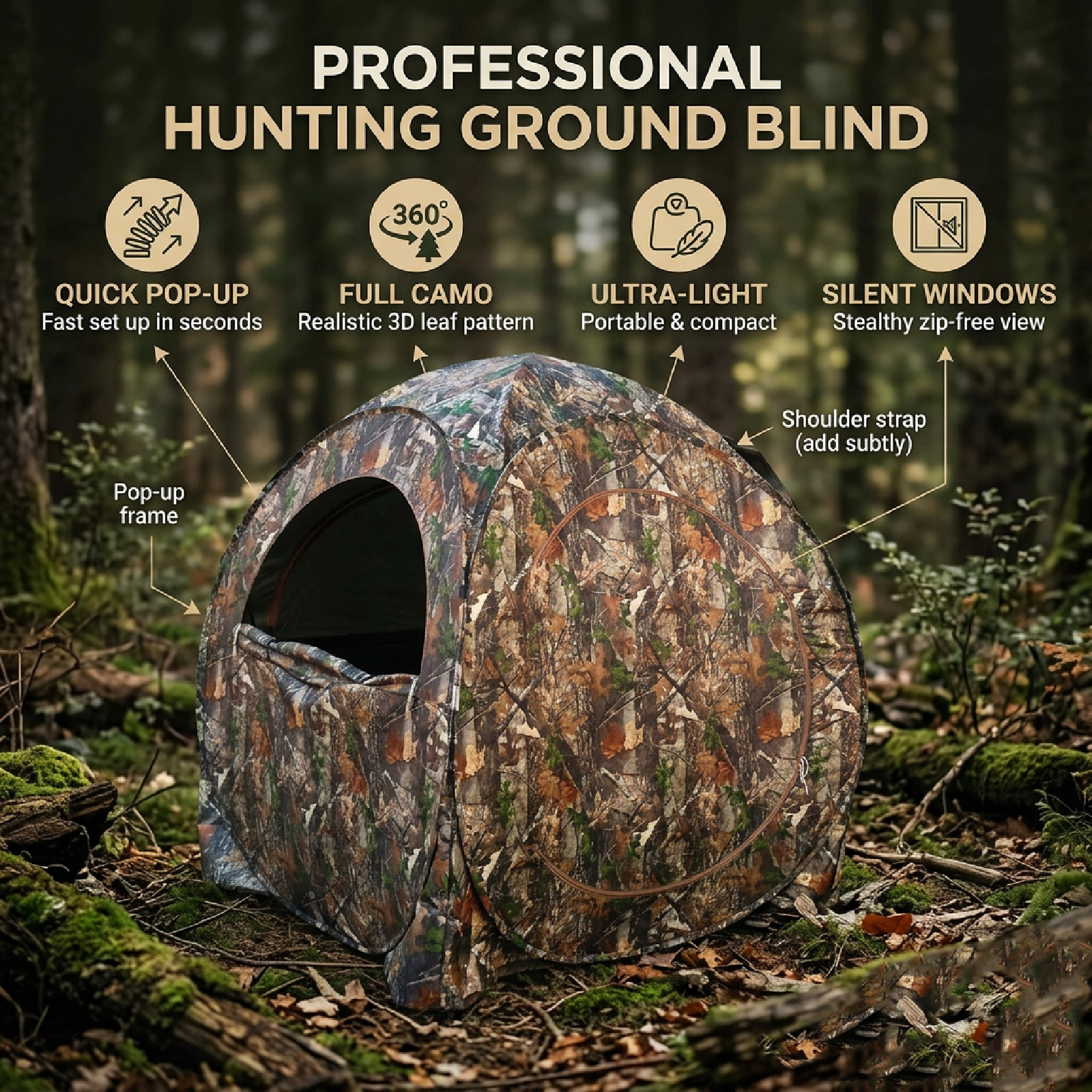 Camouflage Pop-Up Hunting Blin - Outdoor Hunting Blinds review and price